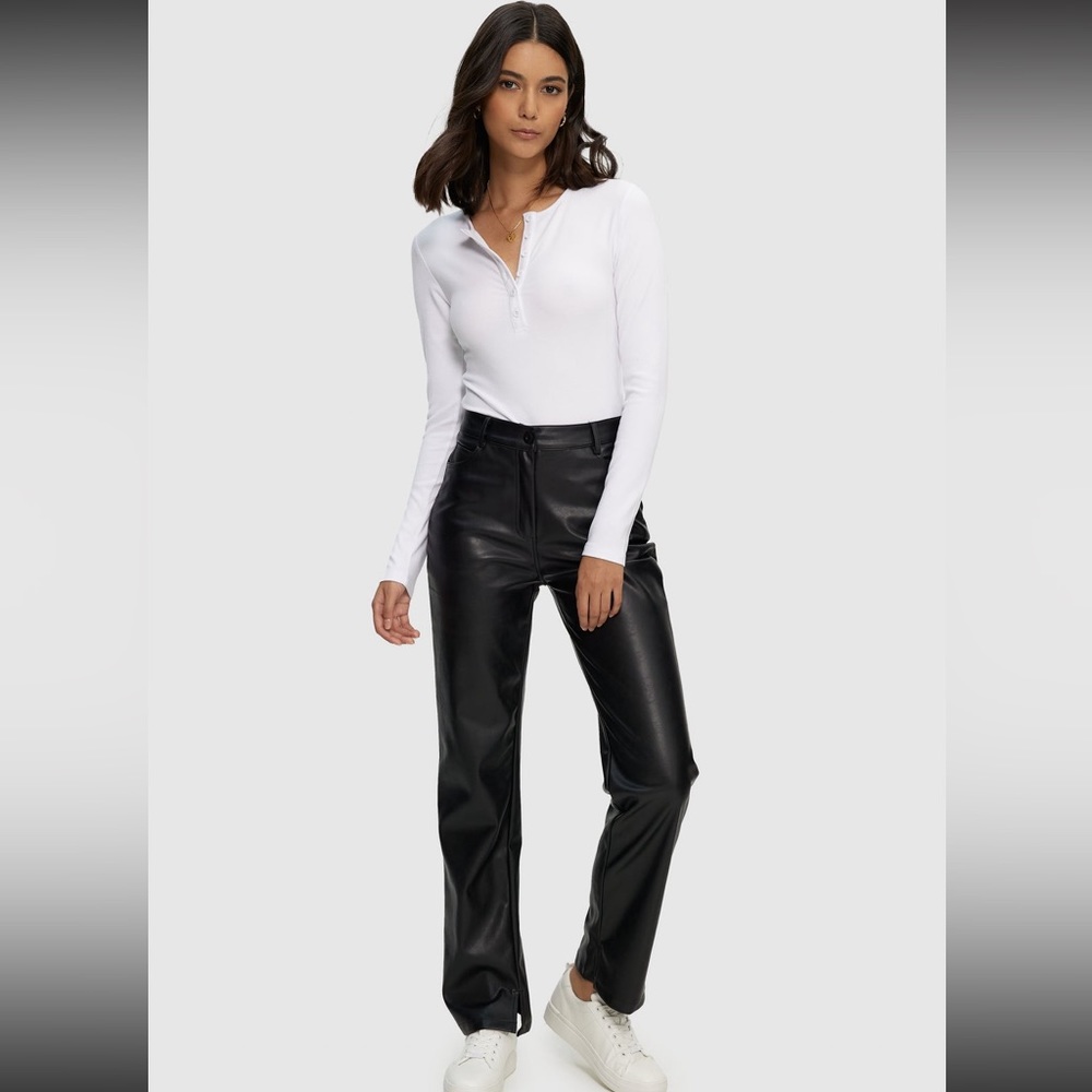 NWT Kuwalla Tee High Rise Straight Leg Leather Pants